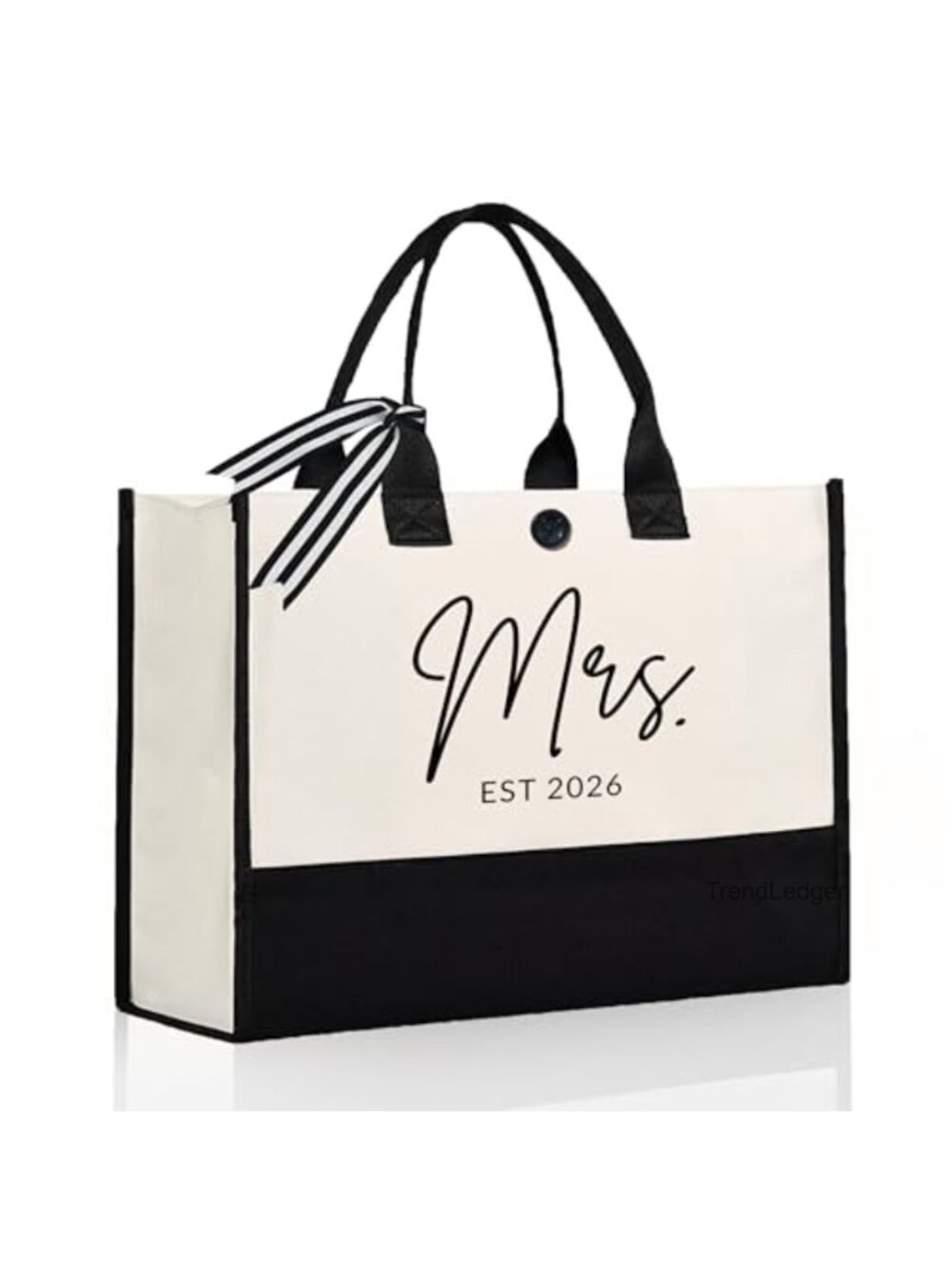 Canvas Tote Bag Mrs Est 2026 Bride Gift Bridal Shower Large